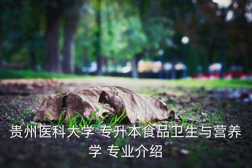 貴州醫(yī)科大學(xué) 專升本食品衛(wèi)生與營養(yǎng)學(xué) 專業(yè)介紹