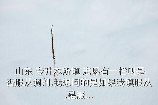  山東 專升本所填 志愿有一欄叫是否服從調(diào)劑,我想問(wèn)的是如果我填服從,是服...