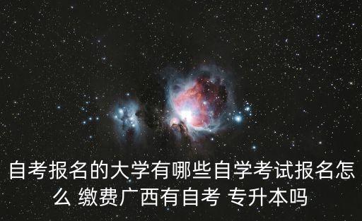 自考報(bào)名的大學(xué)有哪些自學(xué)考試報(bào)名怎么 繳費(fèi)廣西有自考 專(zhuān)升本嗎