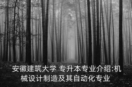  安徽建筑大學(xué) 專升本專業(yè)介紹:機(jī)械設(shè)計(jì)制造及其自動化專業(yè)