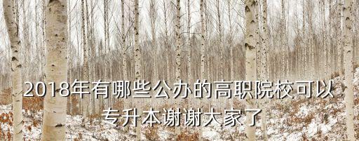 2018年有哪些公辦的高職院?？梢?專升本謝謝大家了
