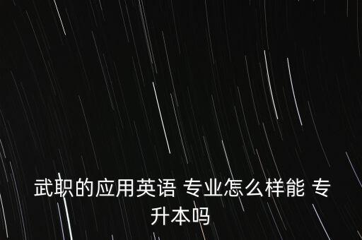  武職的應(yīng)用英語(yǔ) 專業(yè)怎么樣能 專升本嗎