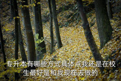  專升本有哪些方式具體點(diǎn)我還是在校生最好是和我現(xiàn)在去做的