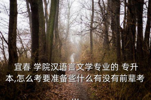  宜春 學(xué)院漢語言文學(xué)專業(yè)的 專升本,怎么考要準(zhǔn)備些什么有沒有前輩考...