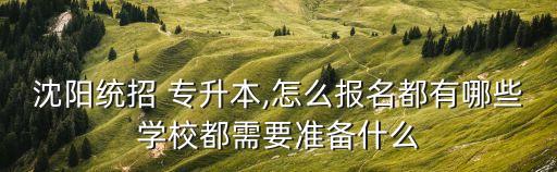 沈陽(yáng)統(tǒng)招 專(zhuān)升本,怎么報(bào)名都有哪些學(xué)校都需要準(zhǔn)備什么