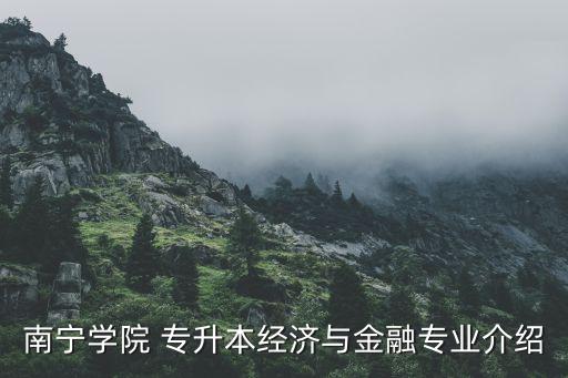 南寧學院 專升本經濟與金融專業(yè)介紹
